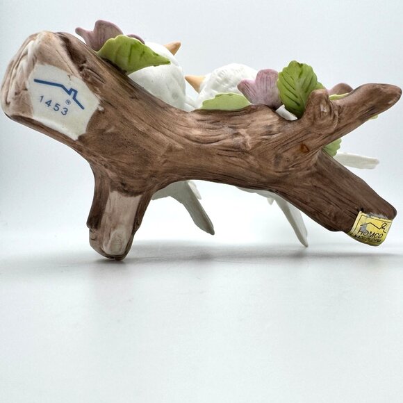 Homco Ceramic Courtship Love White Dove Birds Sitting on a Branch Figurine Vtg - Picture 9 of 13